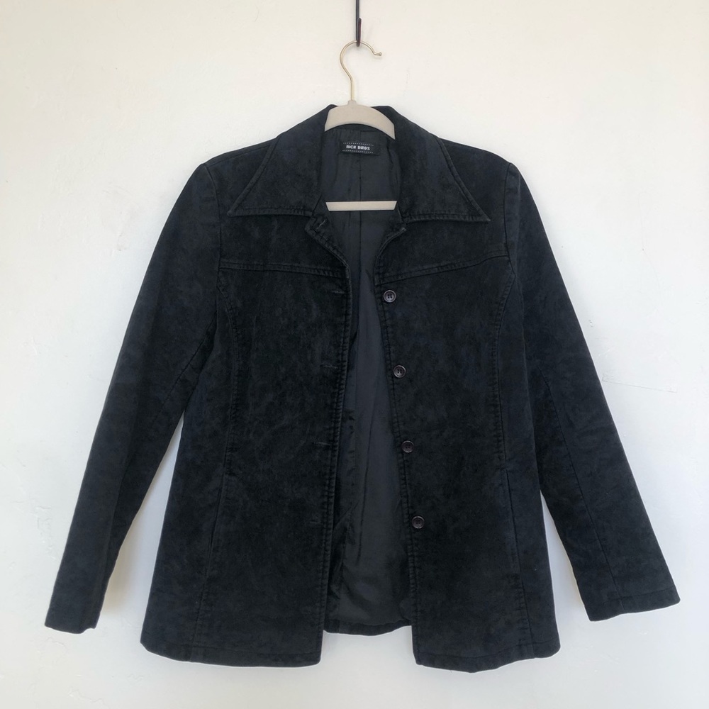 Black suede 90s coat/jacket
